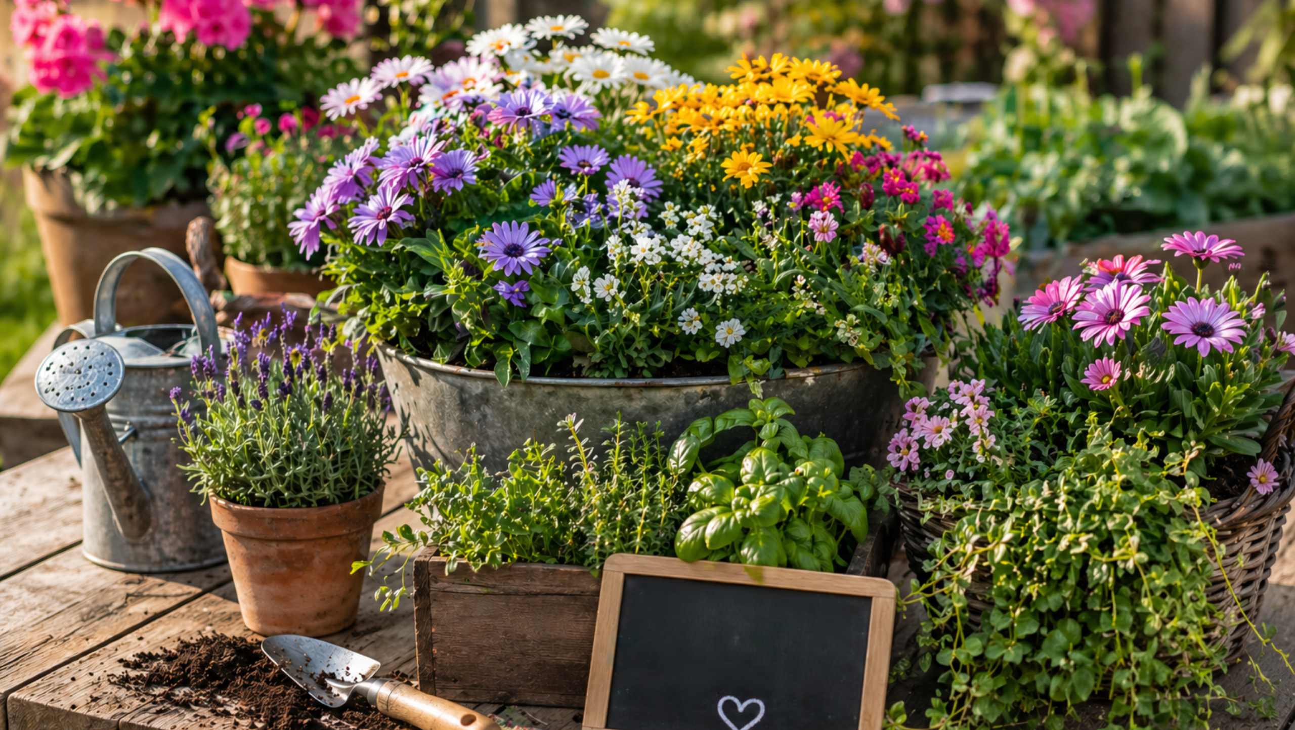 Beetvorbereitung im Frühling mit Narzissen und Tulpen im Garten